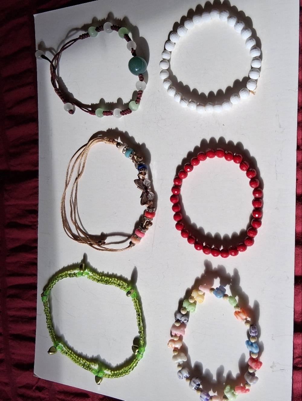 Vintage Costume Jewlery Beaded / Friendship Bracelets 6 Pc Lot